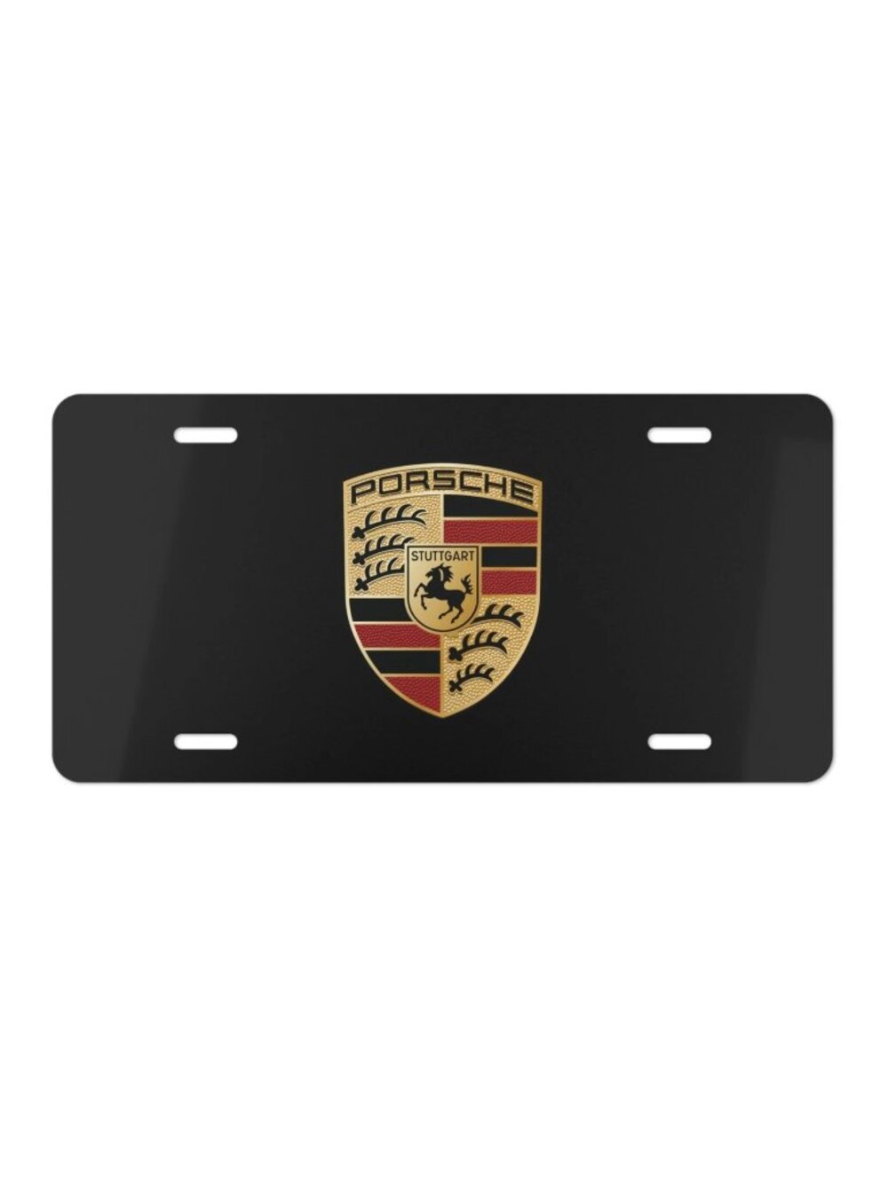 For Porsche Crest Black Aluminum Vanity Car License Plate 12x6